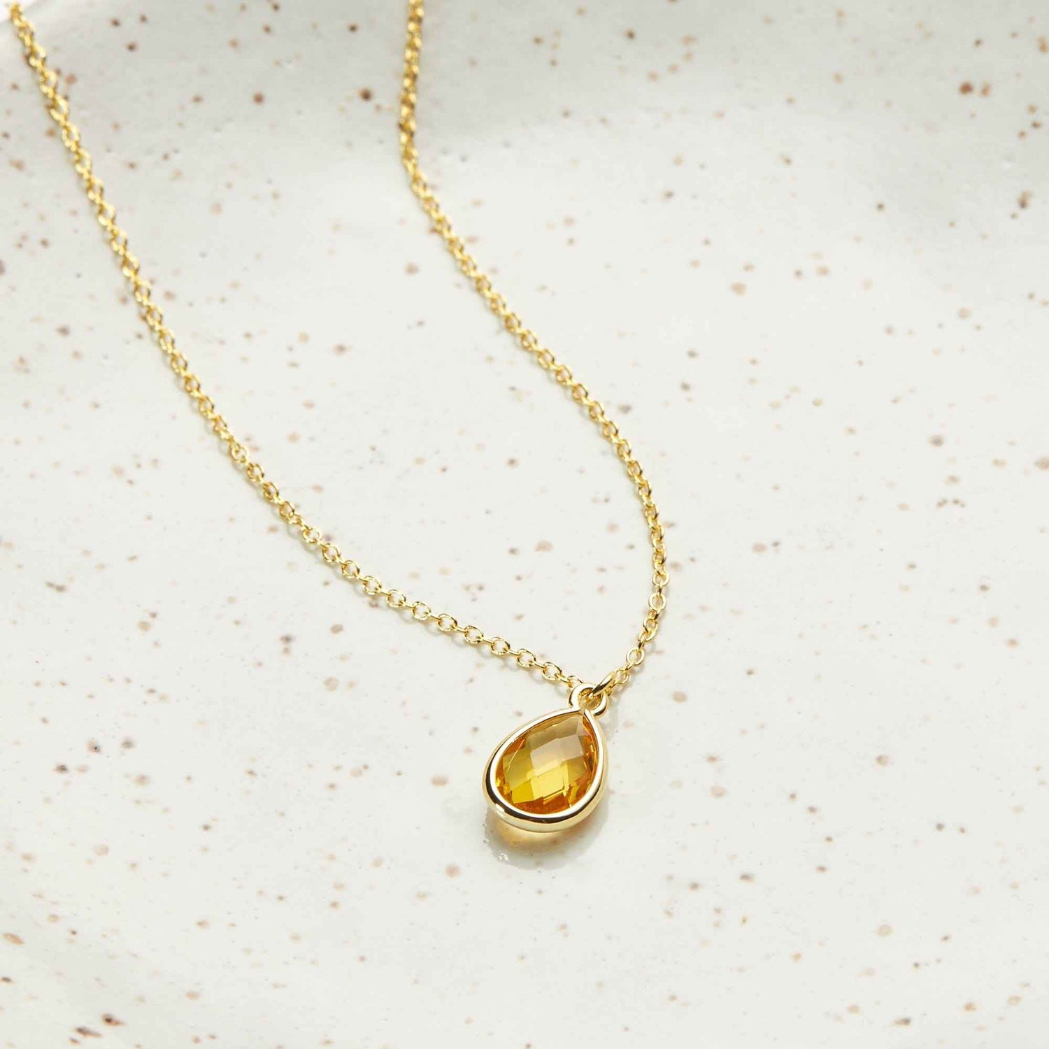 November Birthday Citrine Birthstone Necklace
