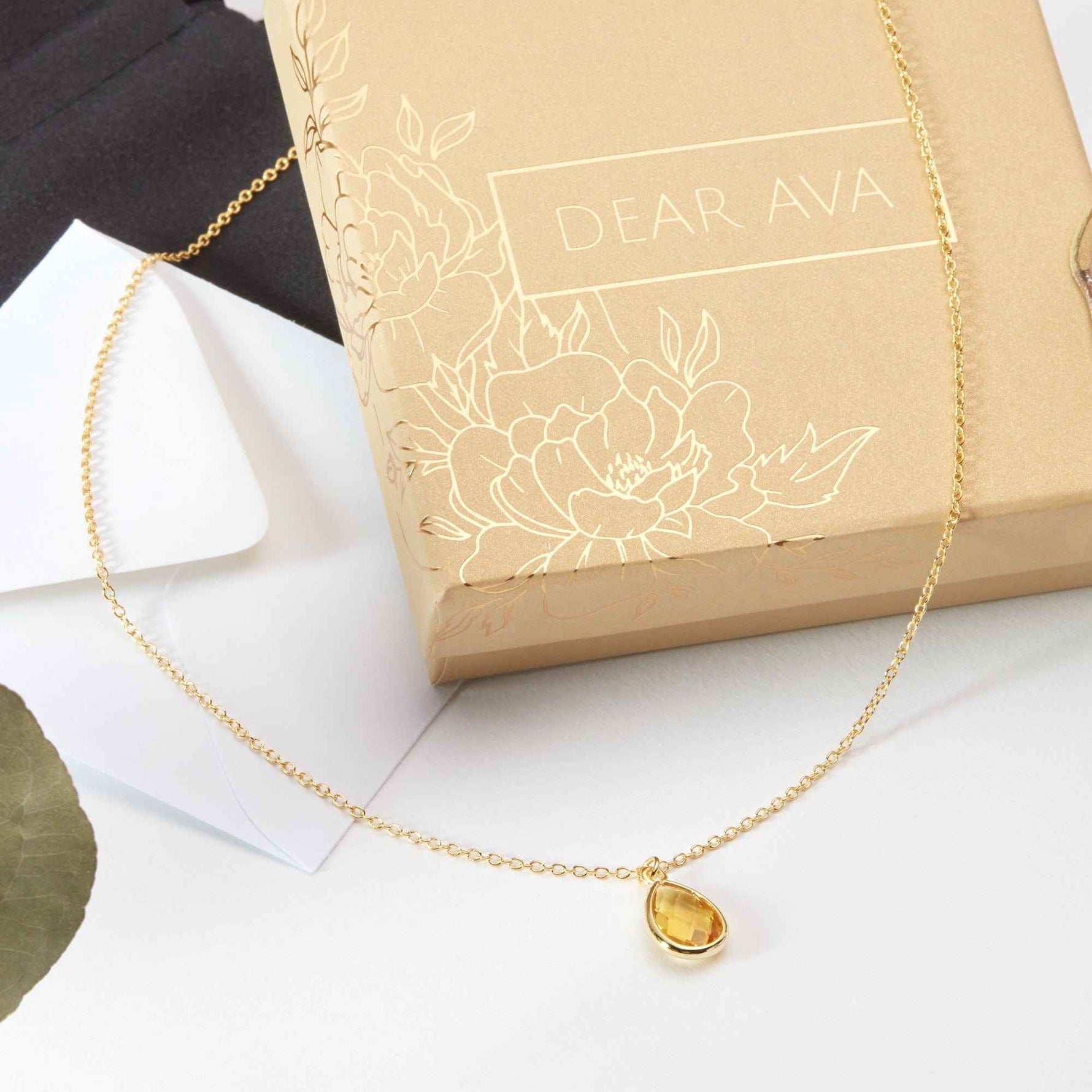 November Birthday Citrine Birthstone Necklace