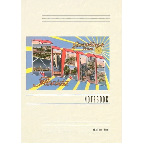 Vintage Lined Notebook Greetings from Miami, Florida - Paperback