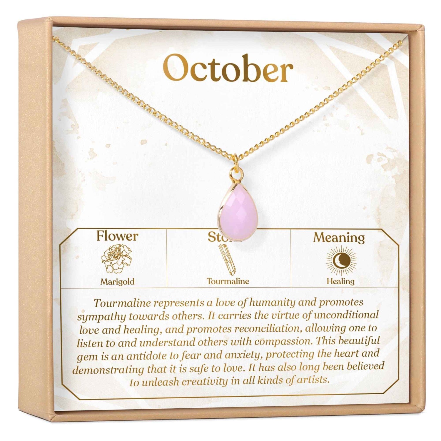 October Birthday Tourmaline Birthstone Necklace