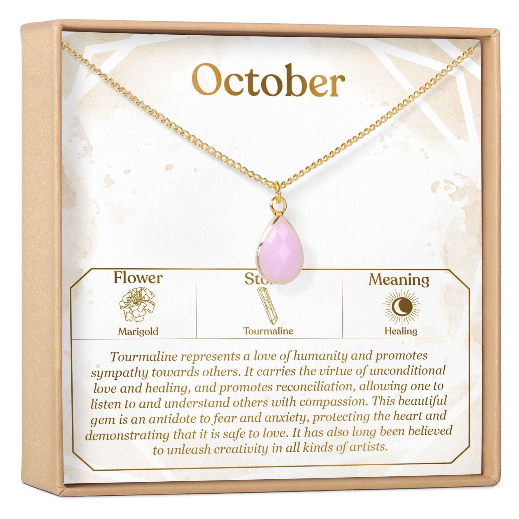 October Birthday Tourmaline Birthstone Necklace