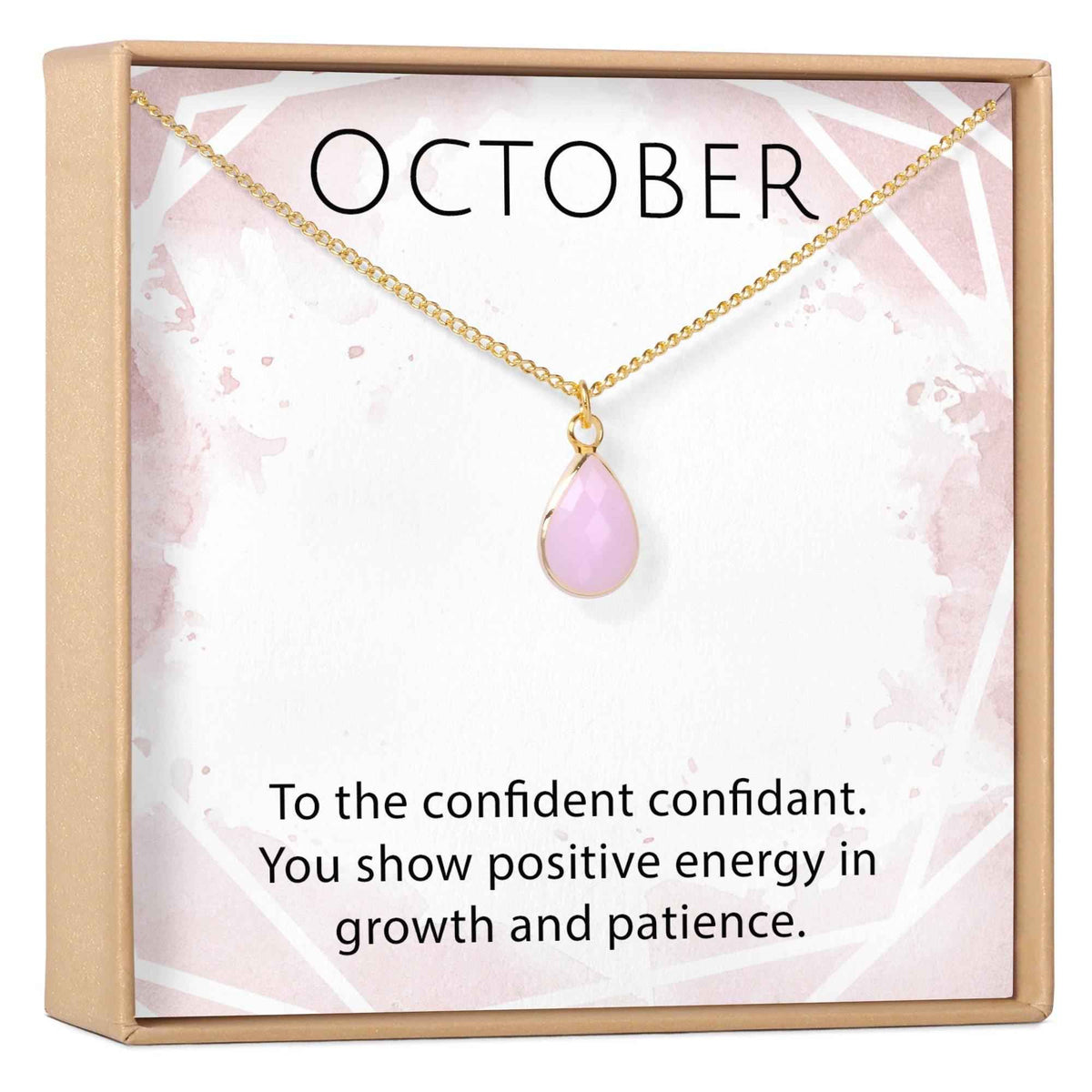 October Birthstone / Pink Tourmaline Crystal Charm Necklace