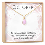 October Birthstone / Pink Tourmaline Crystal Charm Necklace