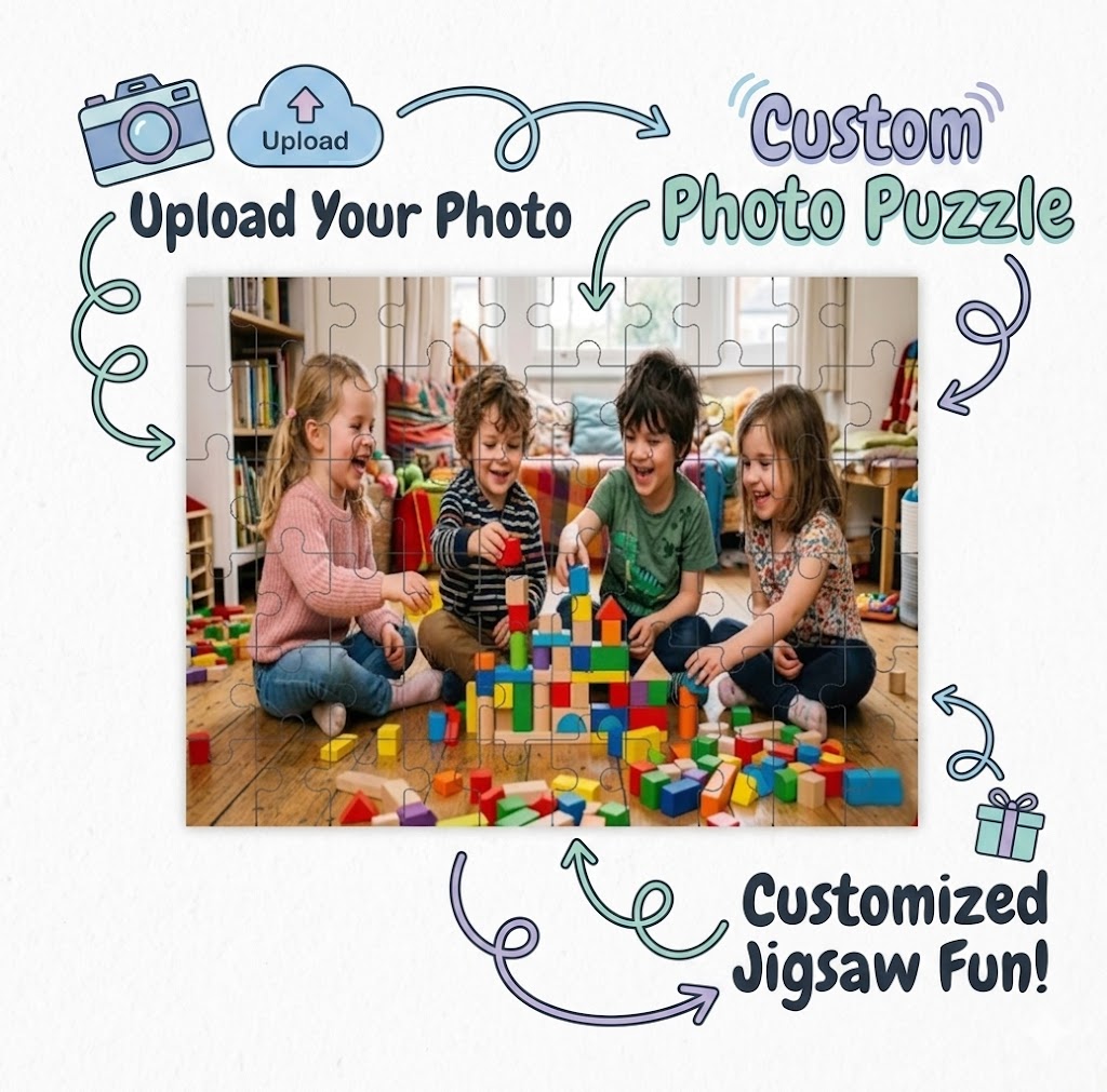 Custom Photo Wooden Puzzle | Upload Any Photo | 60 Pieces | Personalized Keepsake Gift for Families, Couples, and Pet Lovers