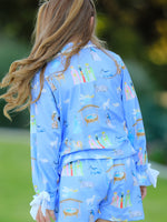 Rylee Faith Designs - Blue Christmas Nativity Pattern Girls Pajamas Set - alternate view 4