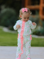 Rylee Faith Designs - Christmas Tree Wreath Print Long Sleeve Zip Baby Girls Romper