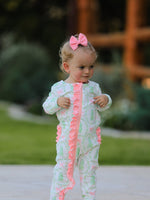 Rylee Faith Designs - Christmas Tree Wreath Print Long Sleeve Zip Baby Girls Romper - alternate view 2