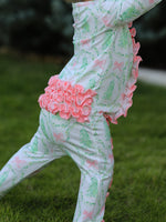 Rylee Faith Designs - Christmas Tree Wreath Print Long Sleeve Zip Baby Girls Romper - alternate view 4