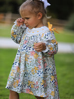 Rylee Faith Designs - Fall Embroidery Smocking Bow Floral Leaf Baby Girls Dress - alternate view 6