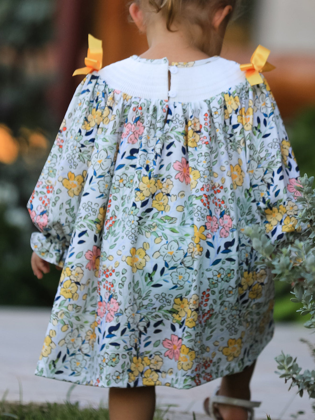 Rylee Faith Designs - Fall Embroidery Smocking Bow Floral Leaf Baby Girls Dress - alternate view 4