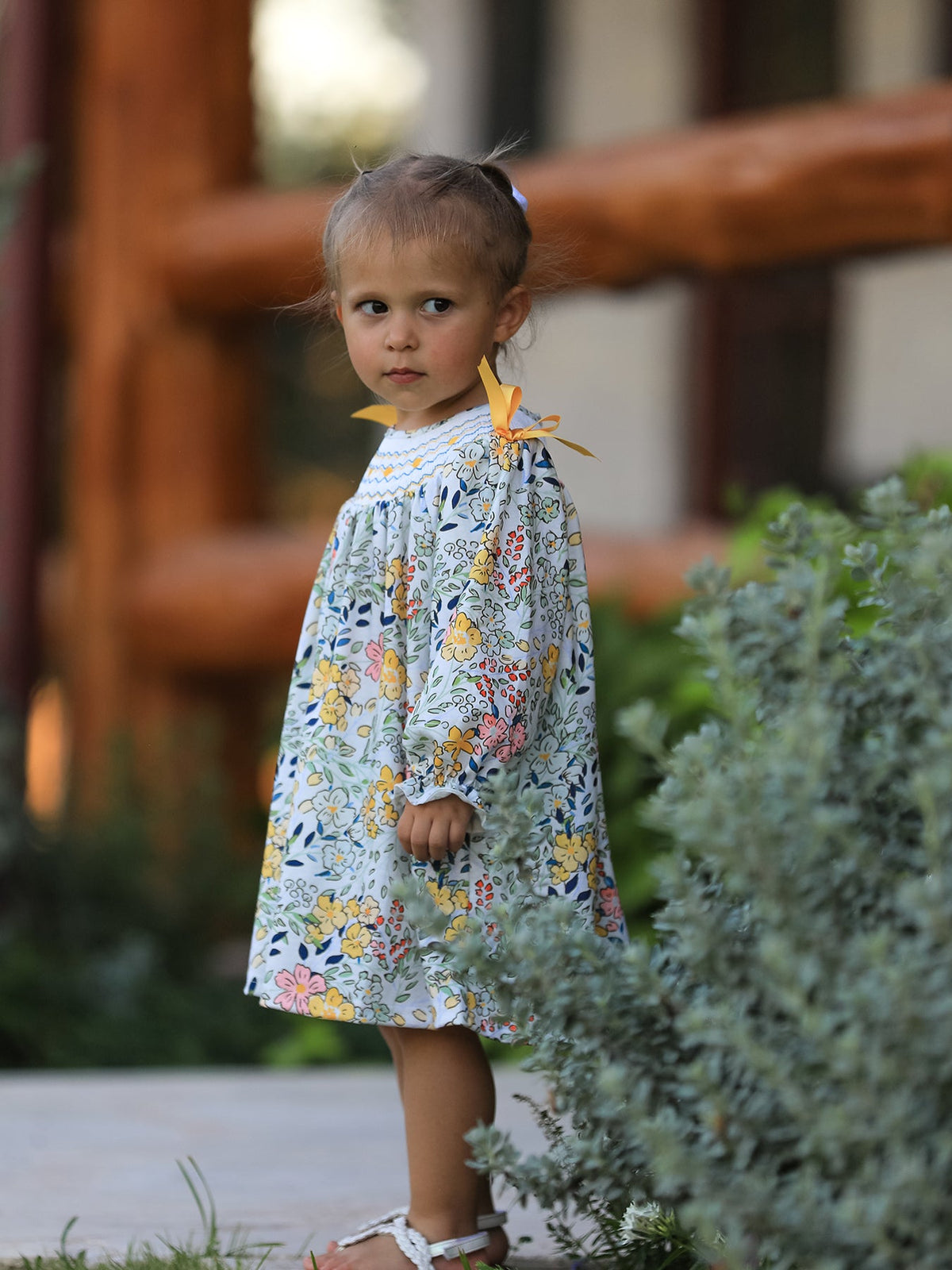 Rylee Faith Designs - Fall Embroidery Smocking Bow Floral Leaf Baby Girls Dress - alternate view 5