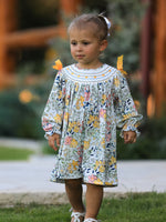 Rylee Faith Designs - Fall Embroidery Smocking Bow Floral Leaf Baby Girls Dress