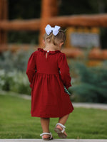 Rylee Faith Designs - Christmas Smocking Embroidered Girls Dress with Green Plaid Bow - alternate view 2