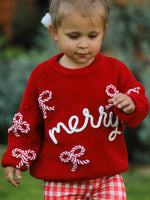 Rylee Faith Designs - Mom and Me Winter Christmas Red "merry" Pullover Sweater - alternate view 8
