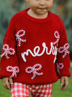 Rylee Faith Designs - Mom and Me Winter Christmas Red "merry" Pullover Sweater - alternate view 10