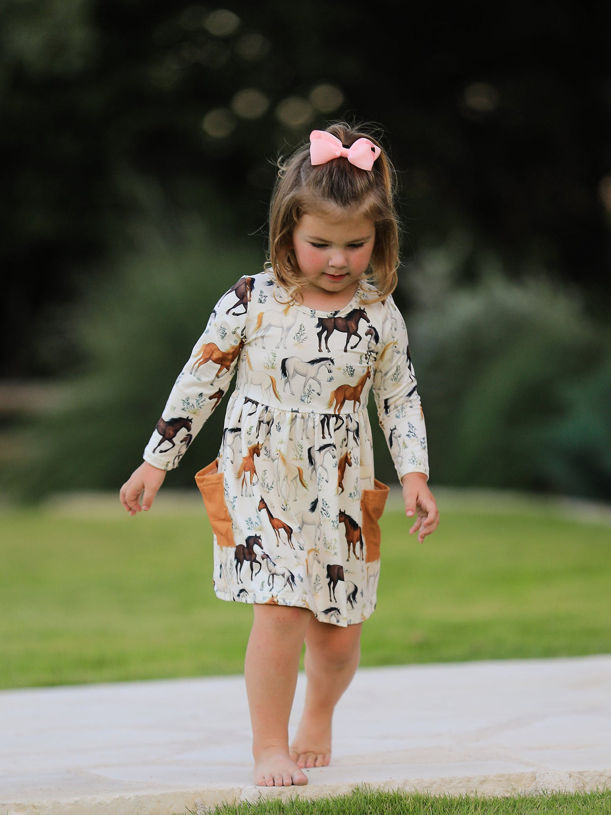 Rylee Faith Designs - Western Horse Print Long Sleeve Dress