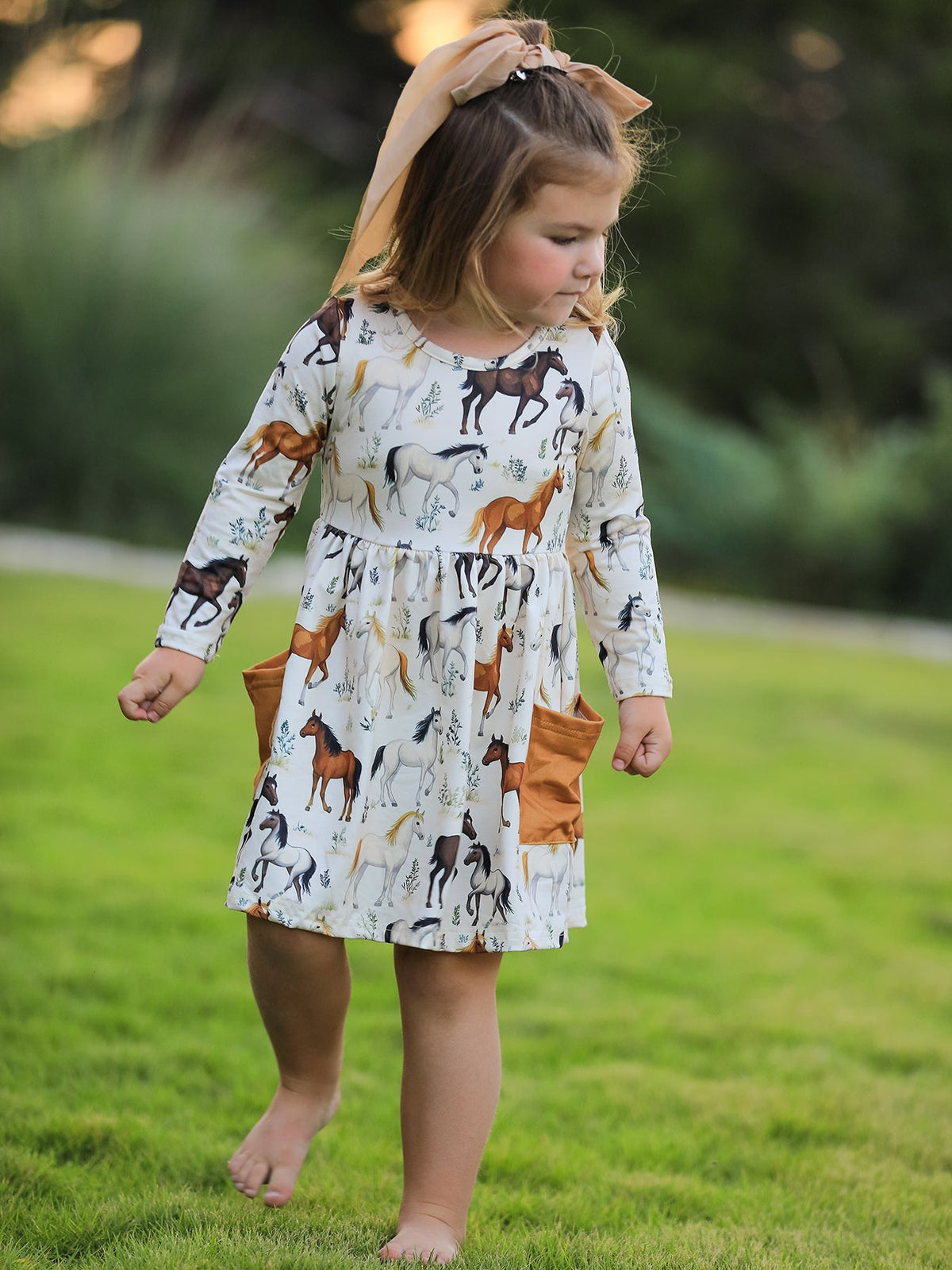 Rylee Faith Designs - Western Horse Print Long Sleeve Dress - alternate view 2