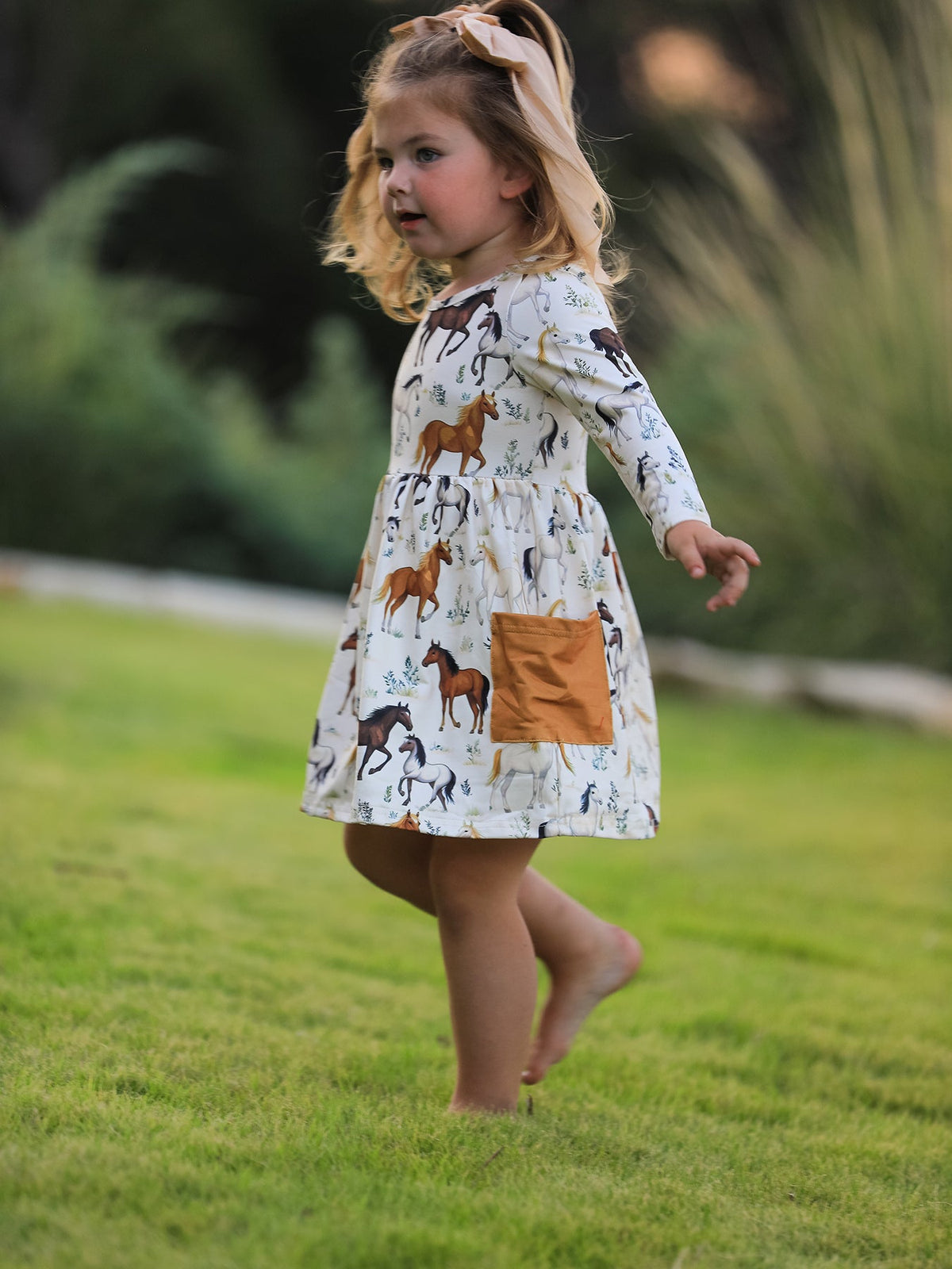 Rylee Faith Designs - Western Horse Print Long Sleeve Dress - alternate view 4