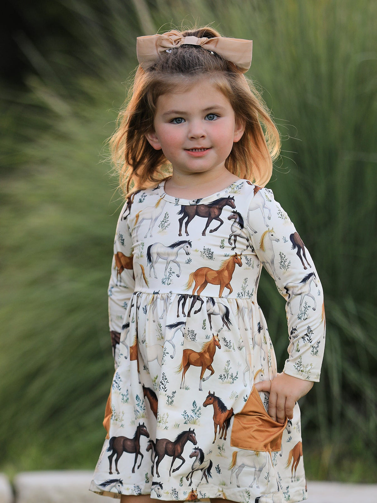 Rylee Faith Designs - Western Horse Print Long Sleeve Dress - alternate view 3