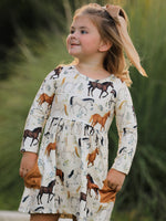 Rylee Faith Designs - Western Horse Print Long Sleeve Dress - alternate view 6