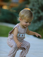 Rylee Faith Designs - Christmas Vintage-Style Plaid Embroidered Gingerbread and Bows Boy Romper - alternate view 2