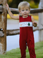 Rylee Faith Designs - Christmas Tree Dog Smocking Embroidered Baby Boys Romper - alternate view 3