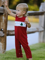 Rylee Faith Designs - Christmas Tree Dog Smocking Embroidered Baby Boys Romper - alternate view 4