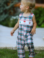 Rylee Faith Designs - Christmas Jonjon Plaid Smocking Embroidered Boys Romper - alternate view 3
