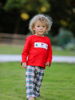Rylee Faith Designs - Christmas Plaid Smocking Embroidered Boys Set