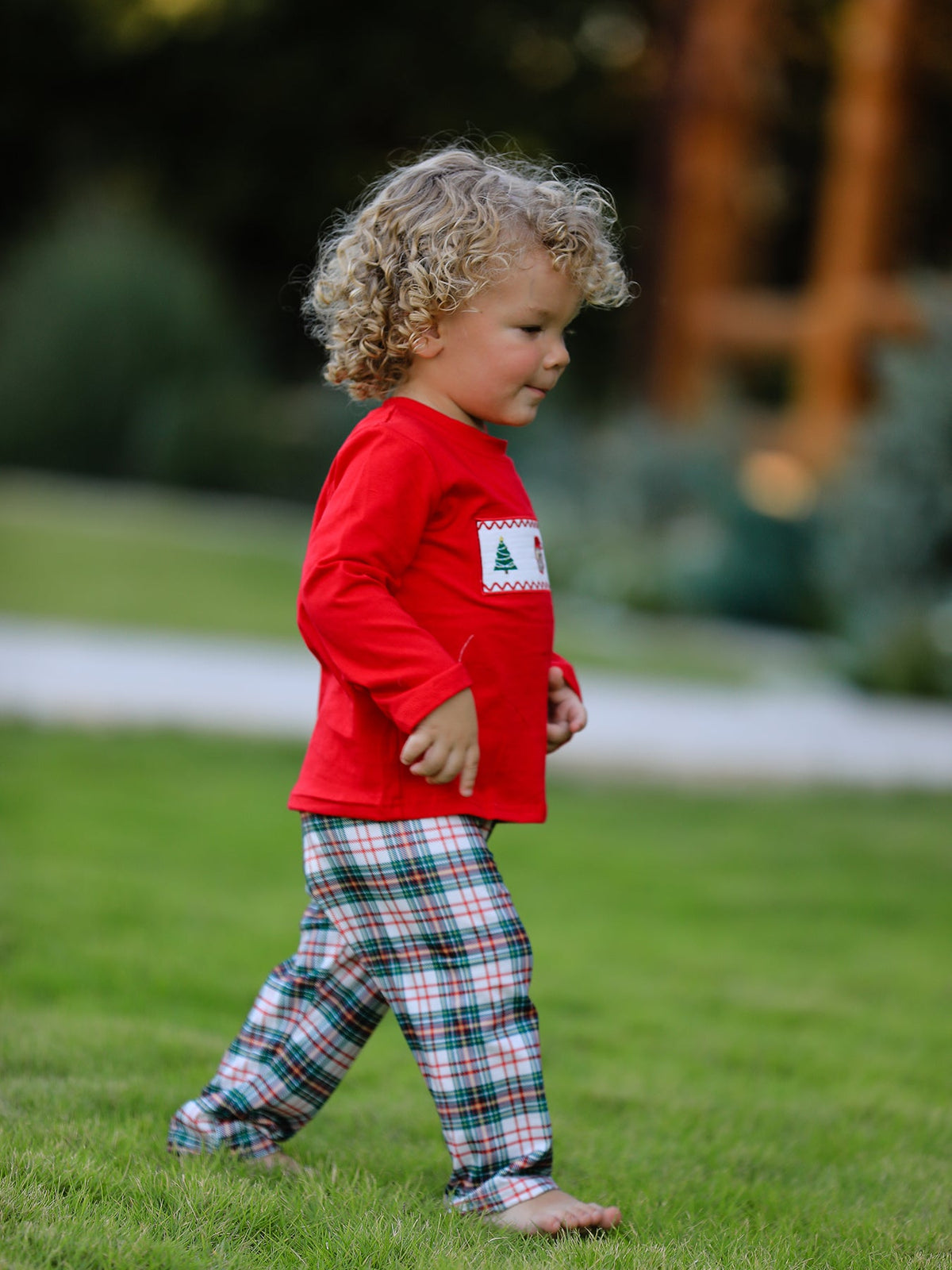 Rylee Faith Designs - Christmas Plaid Smocking Embroidered Boys Set - alternate view 3