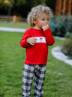 Rylee Faith Designs - Christmas Plaid Smocking Embroidered Boys Set - alternate view 4