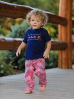 Rylee Faith Designs - Christmas Holiday Celebration Boys Set: Navy with Santa Sleigh - alternate view 5