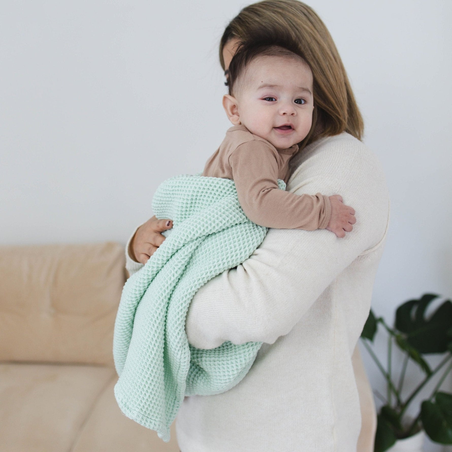 Seafoam Waffle Baby Blanket