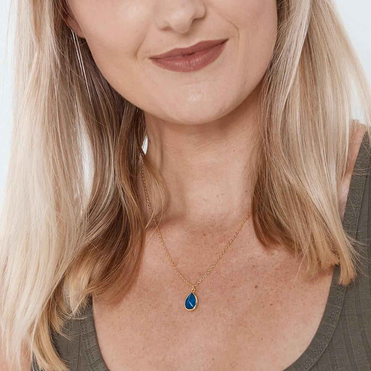 September Birthstone / Sapphire Crystal Charm Necklace