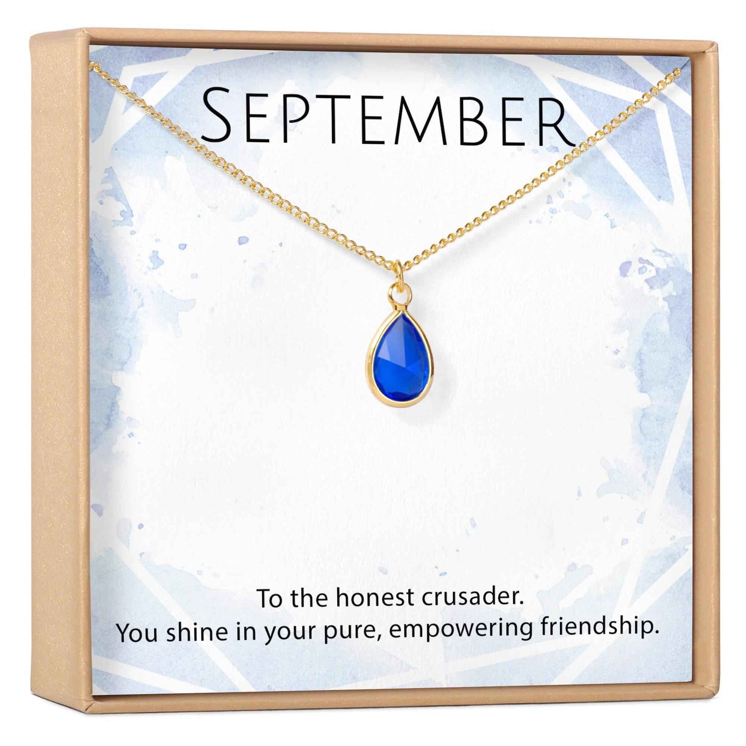 September Birthstone / Sapphire Crystal Charm Necklace