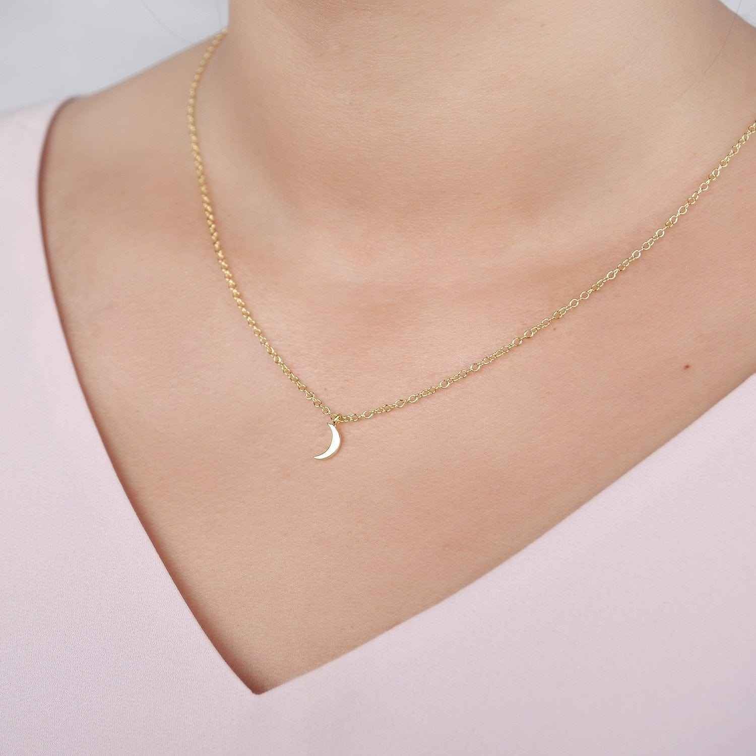 Sisters Crescent Moon Pendant Necklace