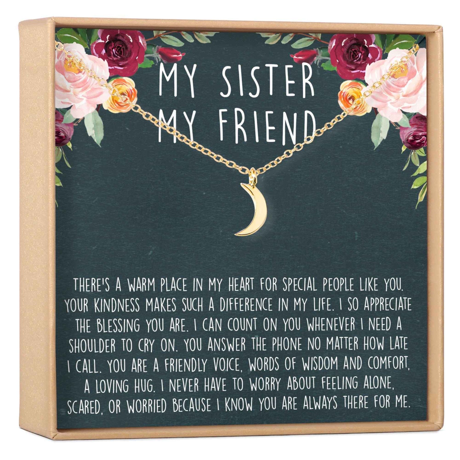 Sisters Crescent Moon Pendant Necklace