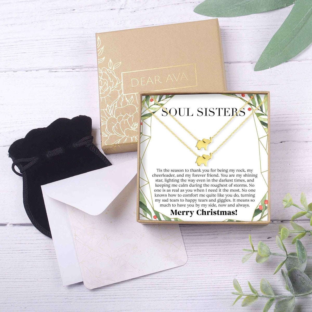 Soul Sisters Christmas Elephant Necklace Set