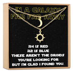 Space and Galaxy Sun and Moon Pendants Necklace Set