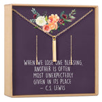 Sympathy Gold Bar Earring Threader and Necklace Jewelry Set