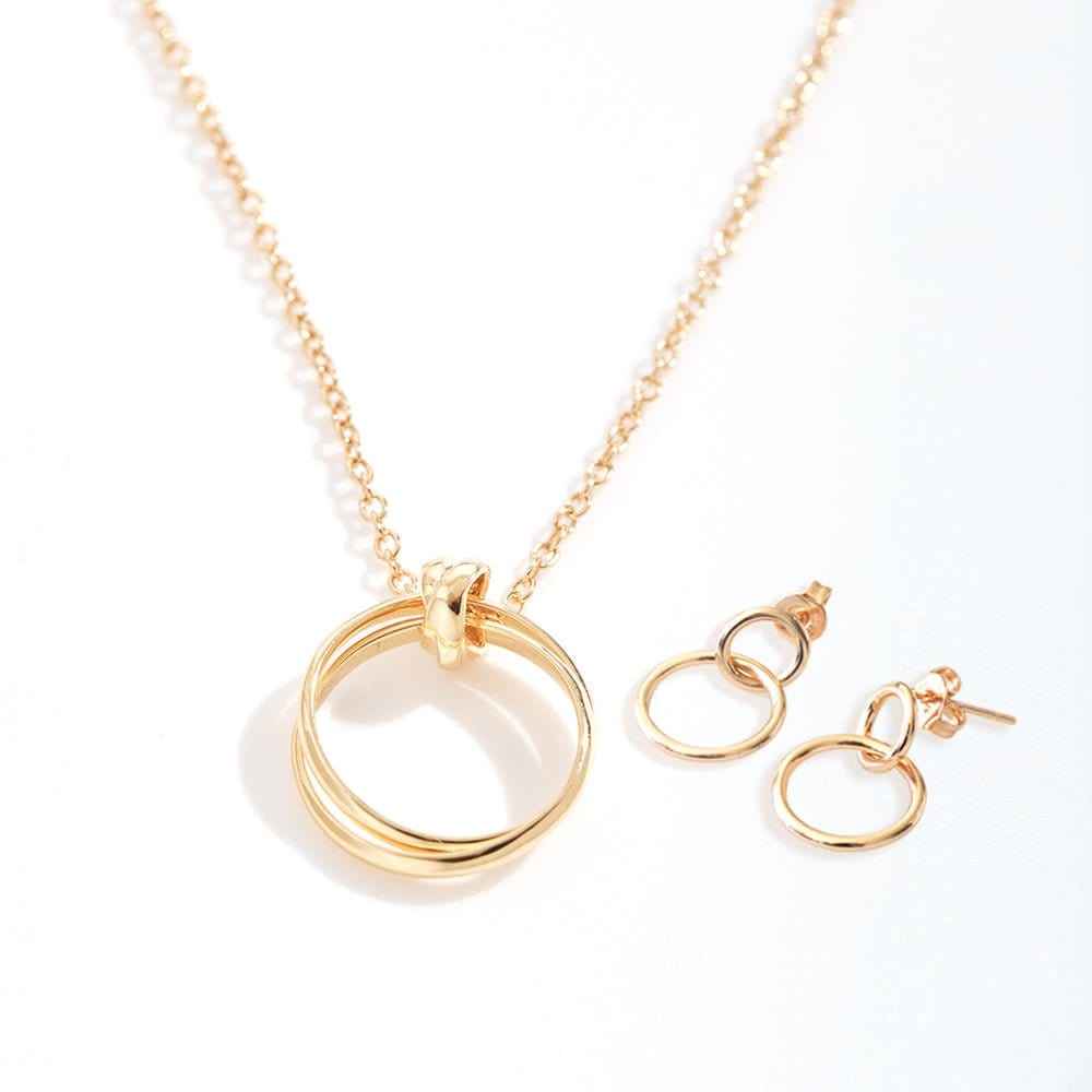 Sympathy Linked Circles Earring and Necklace Jewelry Set
