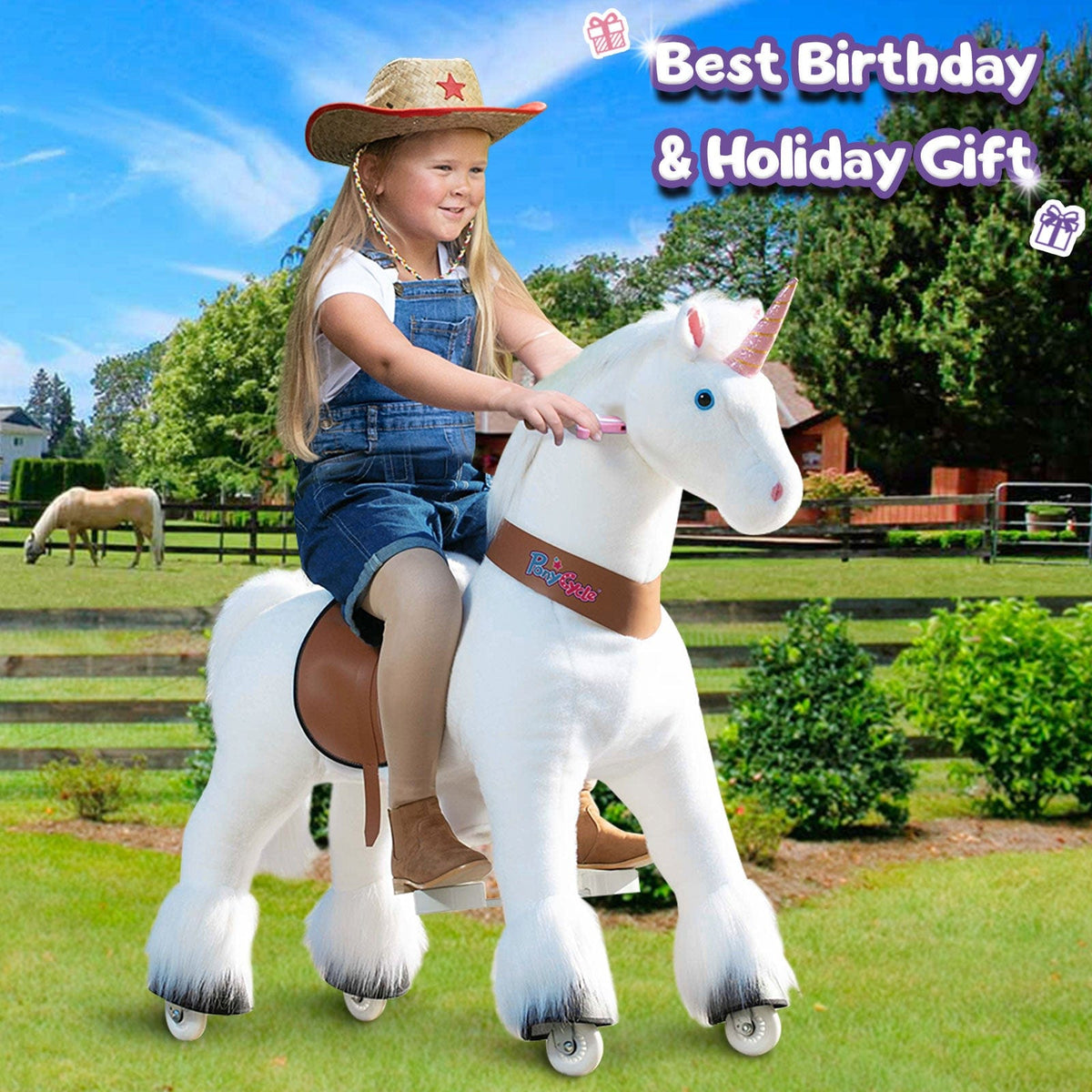 PonyCycle Unicorn Large Riding Unicorn White