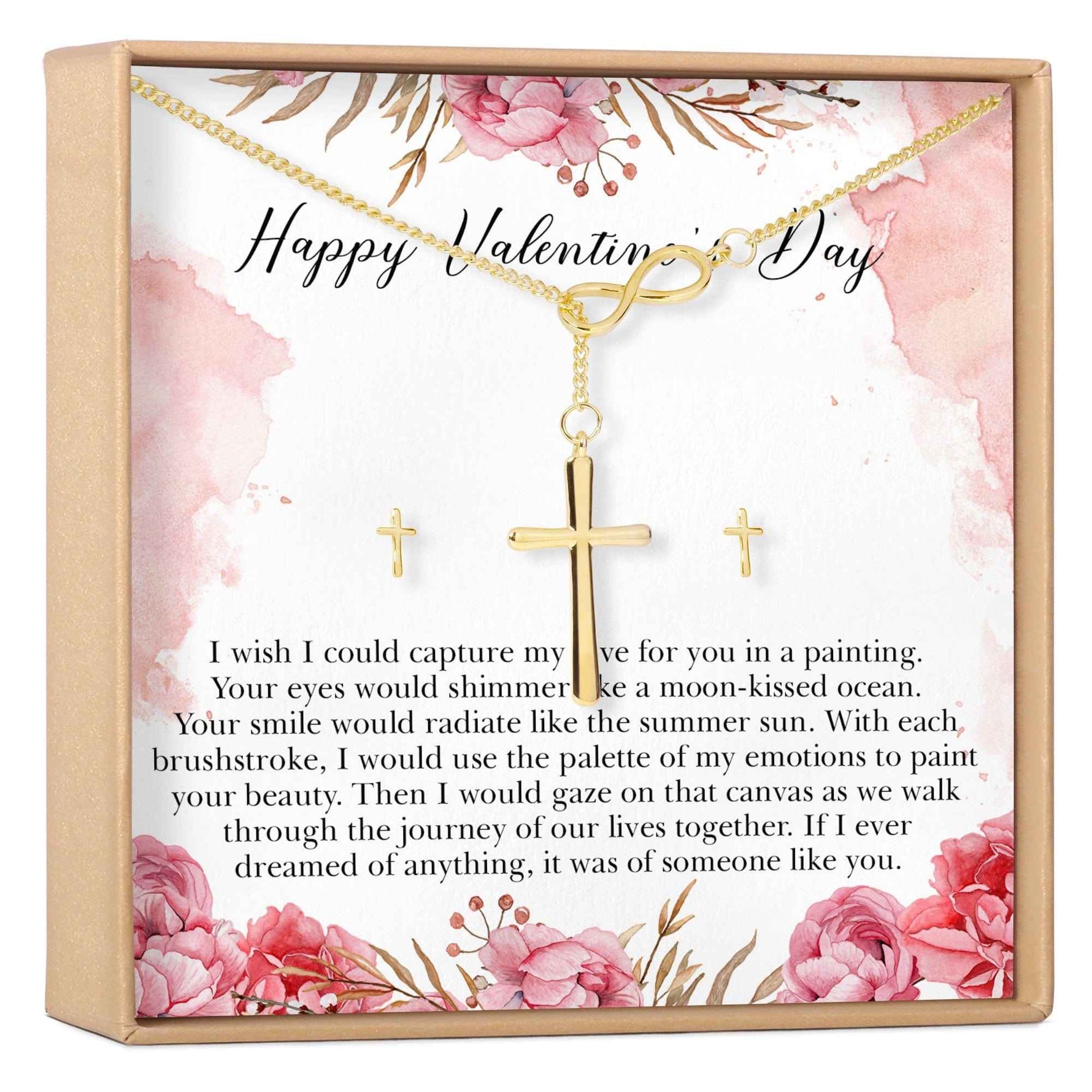 Valentine's Day Cross Earring and Necklace  Jewelry Set