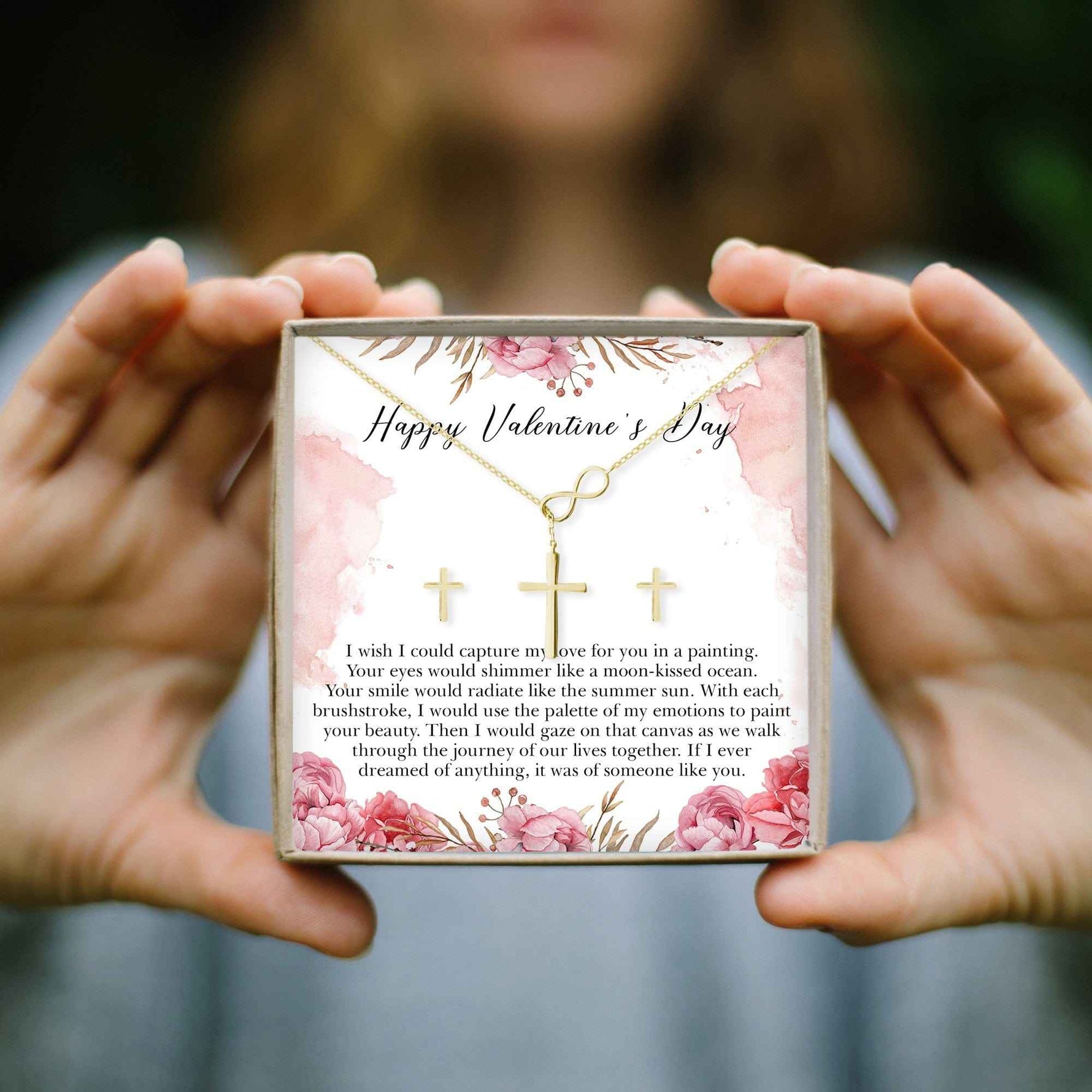 Valentine's Day Cross Earring and Necklace  Jewelry Set