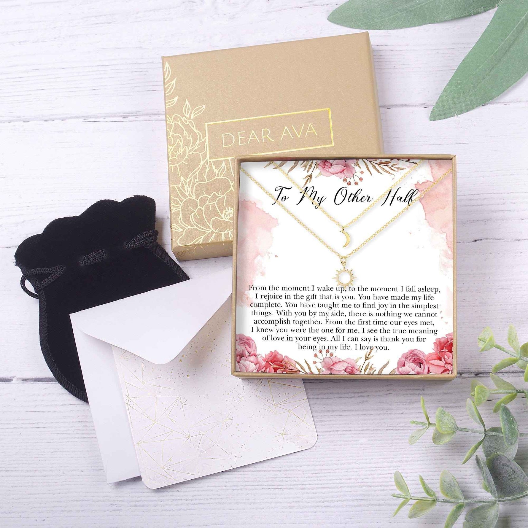 Wife Sun and Moon Pendants Necklace Set
