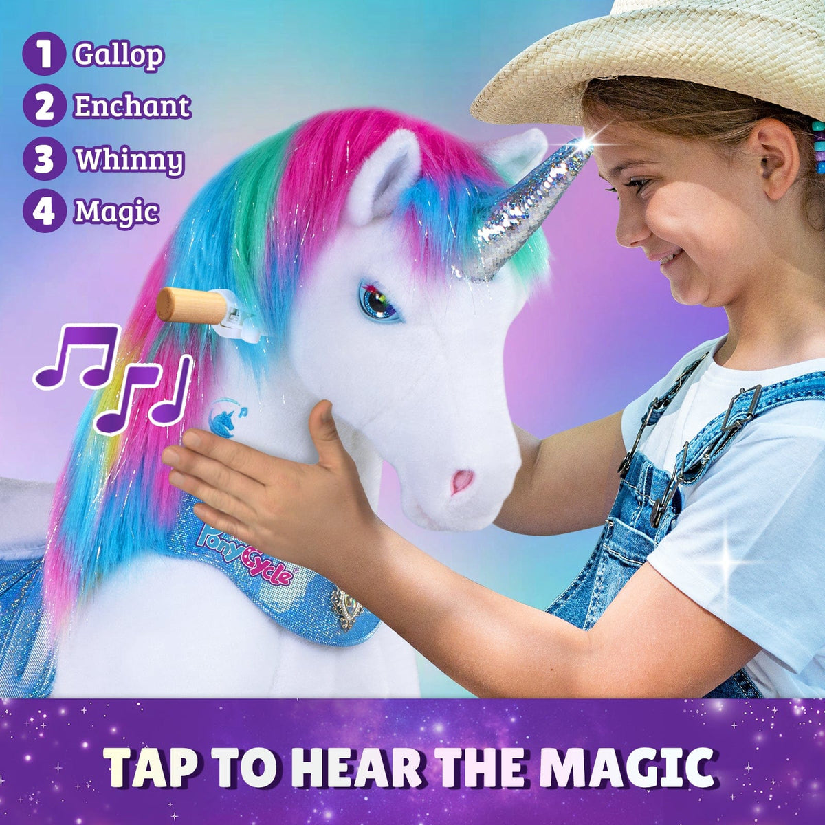 Model Y Rainbow Unicorn Rideable Toy for Age 4-7