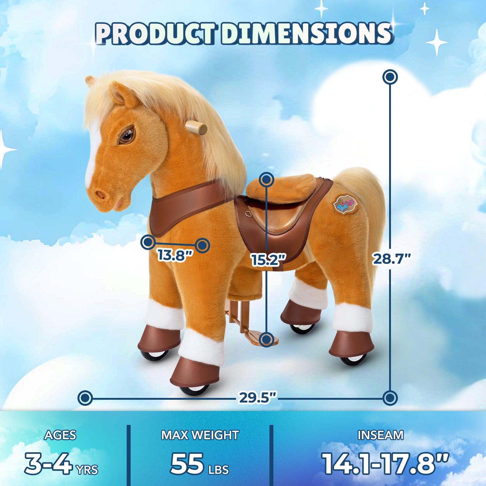 Model Y Light Brown Horse Rideable Toy for Age 3-4
